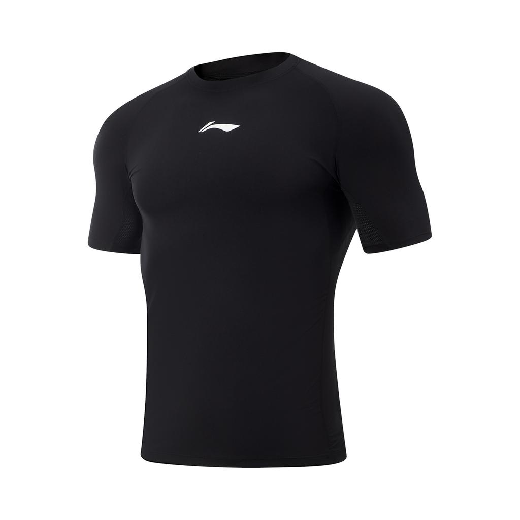 Li-Ning Bequemes Slim Fit Einfaches Sport Rundhals Kurzarm T-Shirt Herren Tops Schwarz AUDV069-2