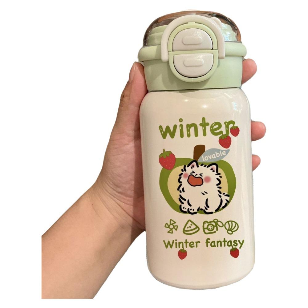 Leak Proof Double Drinking Water Cup Cartoon Iced Coffee Cup Drinkware Straw Bottle  Outdoor