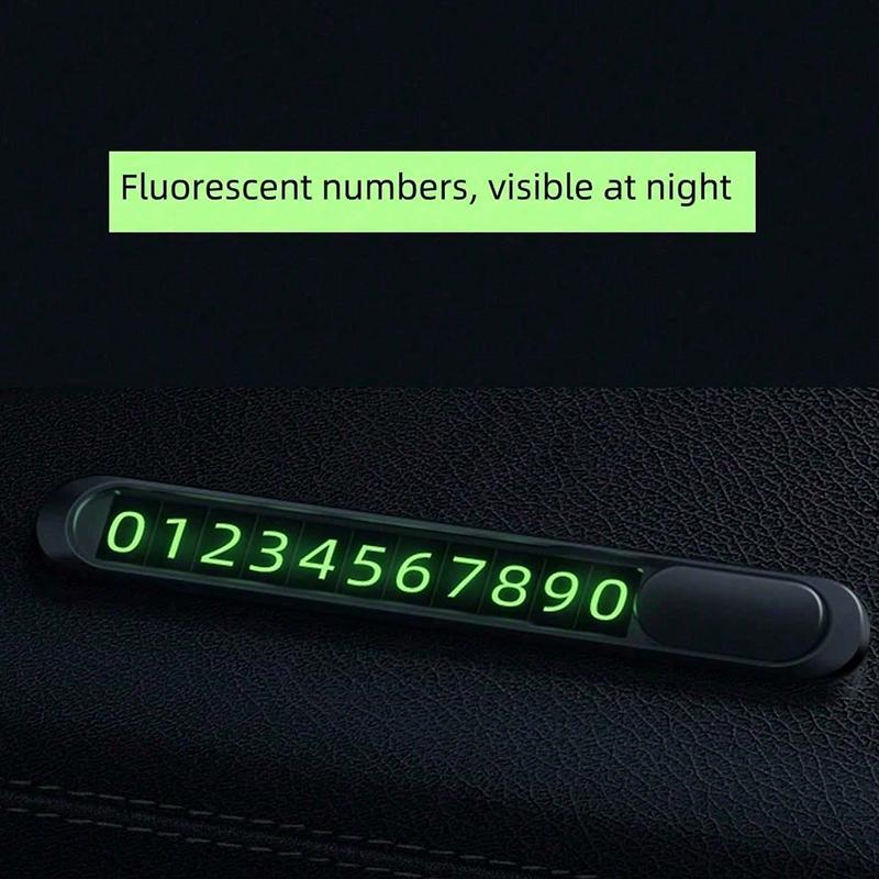 Temporary Parking Card Phone Number Card Car Sticker Car Accessories Luminous Metal Alloy Phone Number Car Sticker Hidden