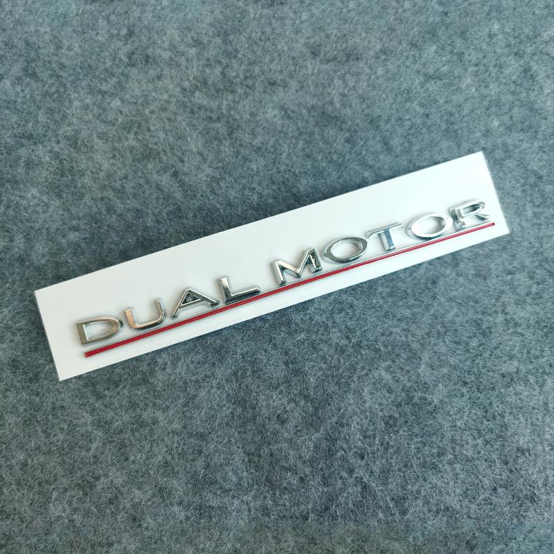 DUAL MOTOR Emblem For Tesla Model 3 Y S X Accessories Underlined Letters  Performance Badge Trunk Sticker Chrome 3D Decal