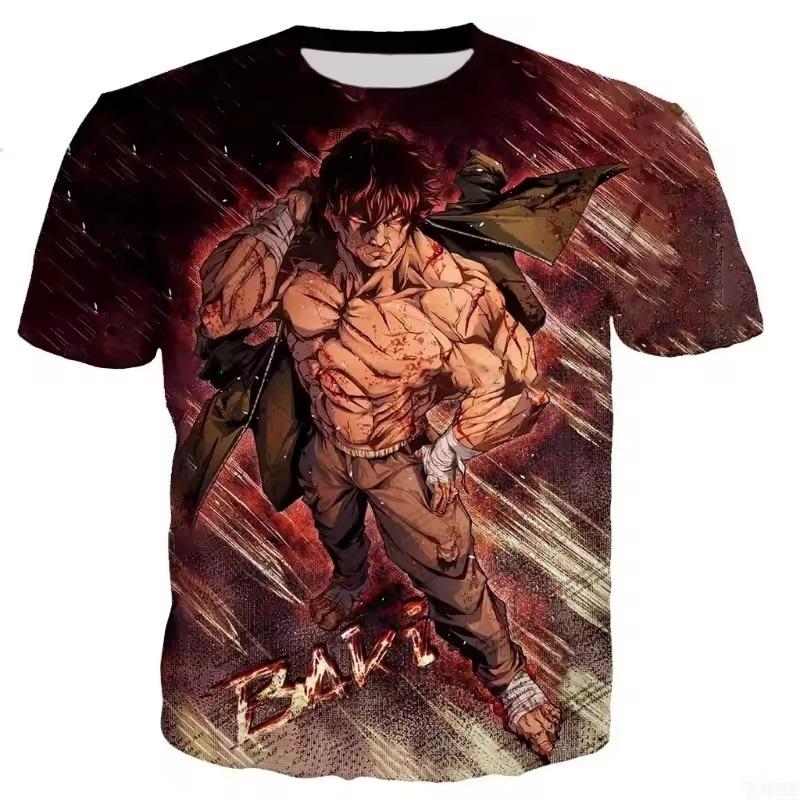 Anime 3D Muscle Printing Street Wear Men's Fashion Trend Street Round Neck T-shirt
