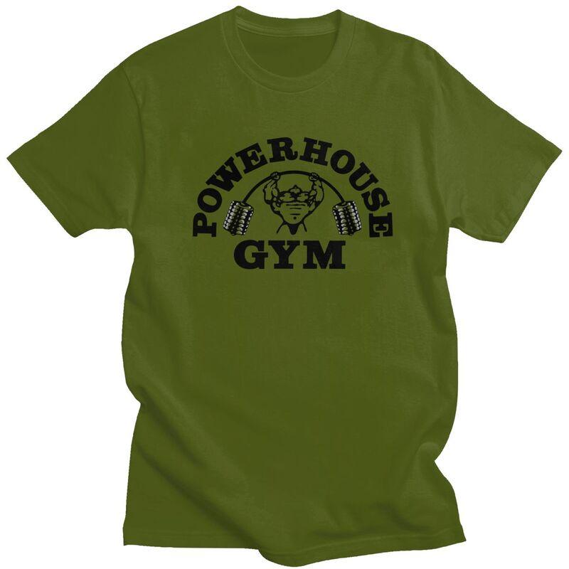 Custom Cool Powerhouse Gym T Shirt Men Short Sleeve 100 Cotton Tshirt Casual Fitness Building Muscle Tee Tops Fashion Tshirt