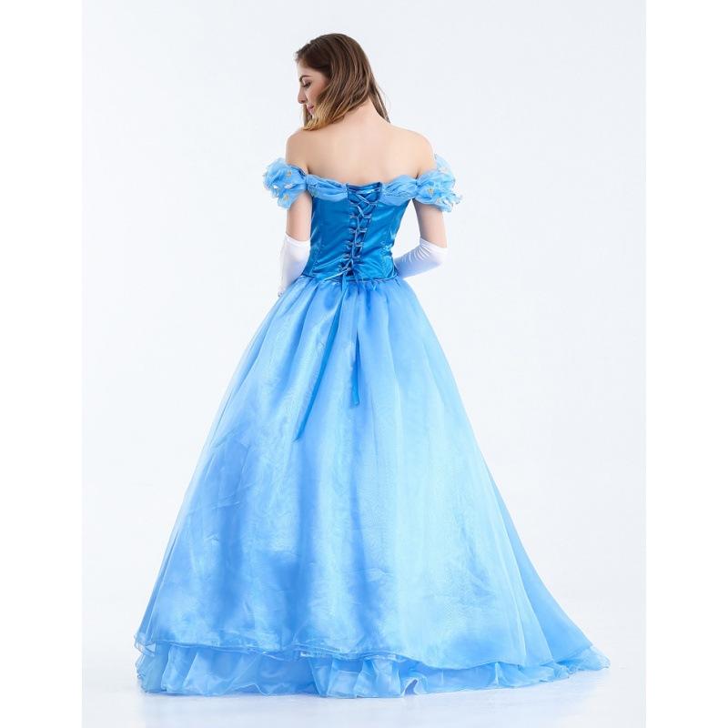 Lovely Blue Cinderella Snow White Belle Dress For Women Featuring Stylish Gloves And Crinoline