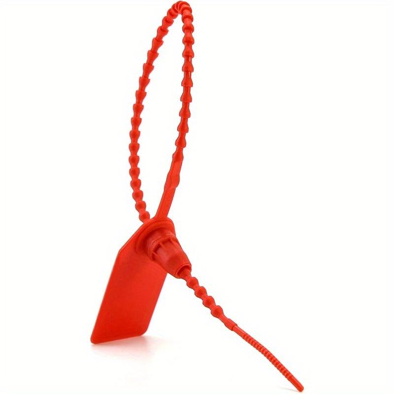 Kunststoff-Manipulationssicherungen, 100 Stück Manipulationssicherer selbstverriegelnder Sicherheits-Kabelbinder, Sicherheitsanhänger für Feuerlöscher und Brandschutz, 9-13/16" lang, Rot