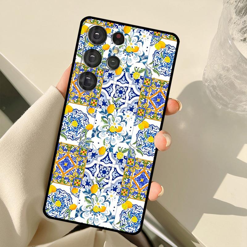 Mediterranean Lemon Case For Samsung Galaxy S25 Ultra S21 S22 S23 S24 Ultra S9 S10 Plus S20 FE S25 FE Back Cover