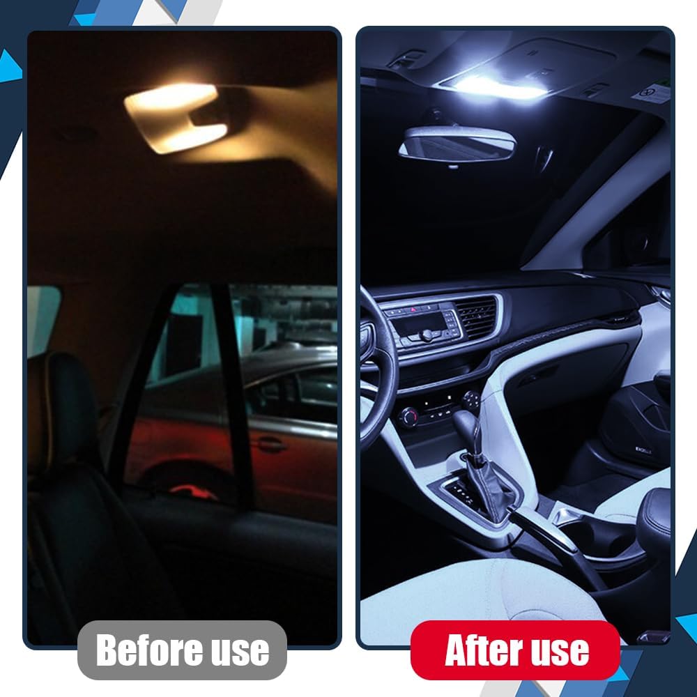 2PCS 578 LED Bulbs Extremely Bright 1200LM 2835 Chipsets for LED Interior Dome Map Door Lights, 1.6" 6000K White Led Interior Car Festoon Bulbs