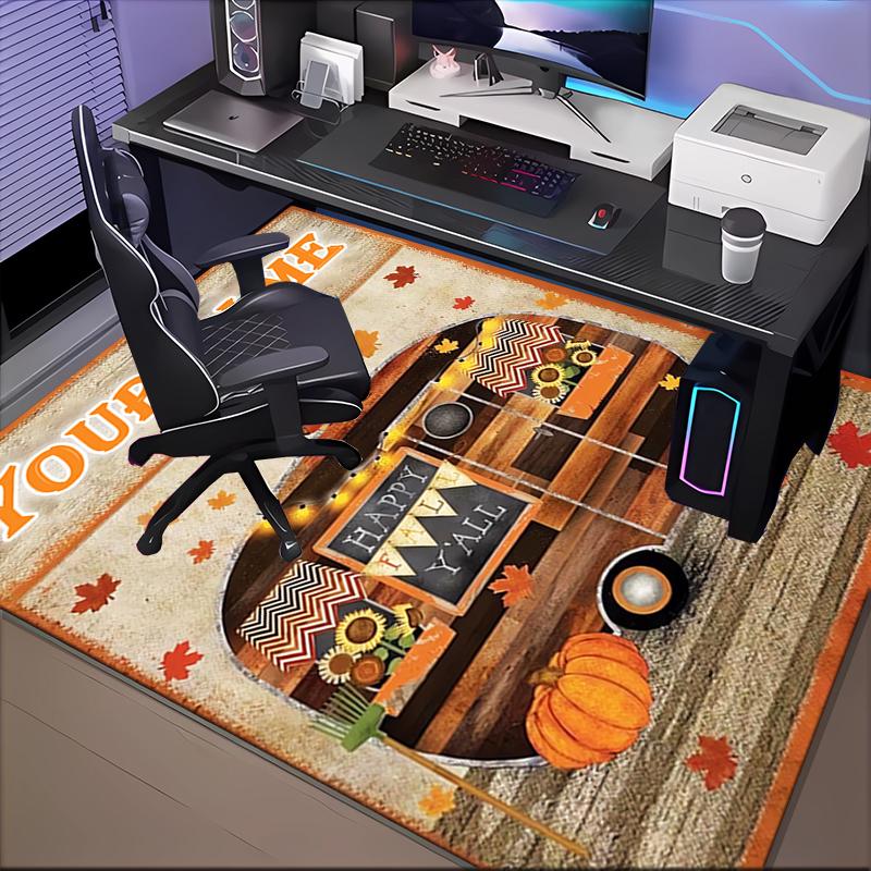 1PC Custom Name Autumn Camper Adventure Theme Floor Mat Ideal for Living Room, Game Rooms, Office, Bedroom, Floor Mat Playful Design