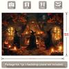 2D Halloween Witch Gathering Tapestry, Autumn Cottage Wall Hanging Background Cloth