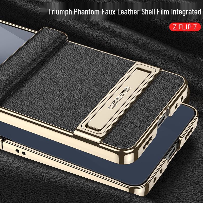 Samsung Galaxy Z Flip7 Magnetic Leather Full Coverage Case with Electroplated Hinge - GKK