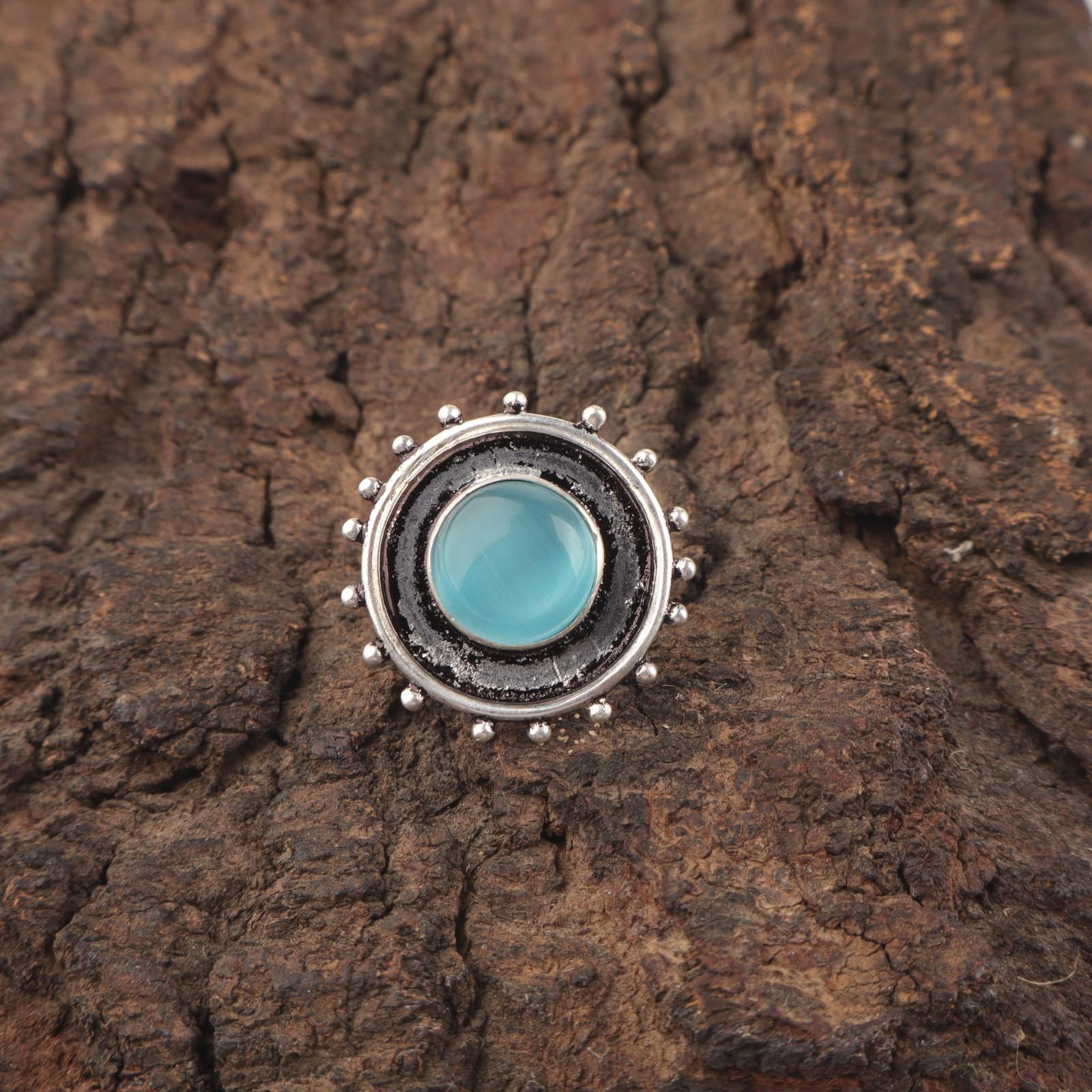 

Blue Cat s Eye Gemstone 925 Sterling Silver Statement Sisters Gift Ring Jewelry RR-49-45 15