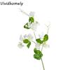Green Plant 55cm Artificial Pea Flowers Plastic Elegant Silk Pea Blossom Branch Handmade Real Touch Fake Flower Wedding Party