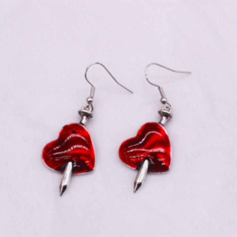 9x Goth Mysterious Drop Earring Jewelry Rose Heart for Butterfly Bat Skull for Cross Pendant Charm Vintage Earring For W