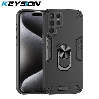 KEYSION Coque antichoc pour Samsung S25 Ultra 5G S25+ Plus avec anneau de protection pour appareil photo et support pour Galaxy S24 Ultra S23 FE