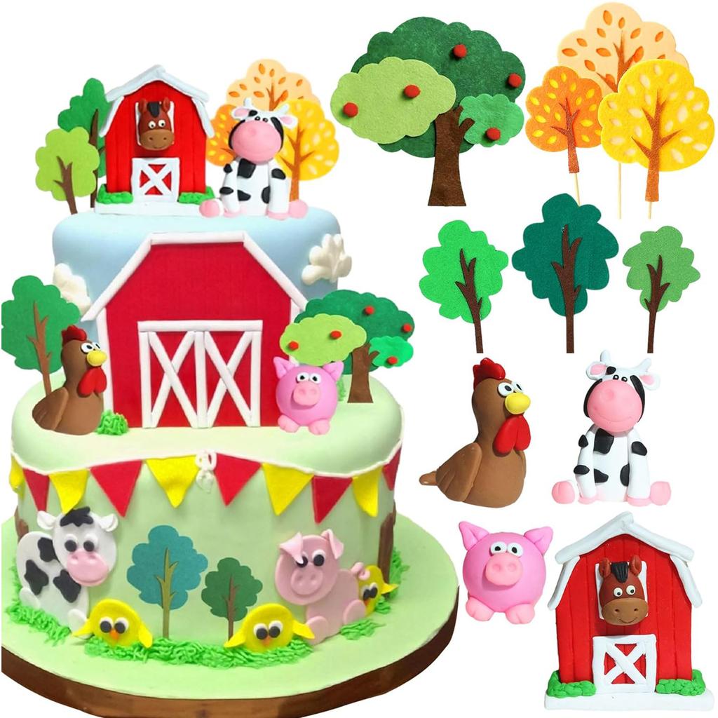 Farm Animal Cake Decoration Farm Animal Birthday Cake Topper CowCake Decoration for Farm Animal Baby Shower Birthday Decorations