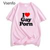 I Love Gay Porn Mens T Shirts Casual Cotton Summer LGBT T Shirt Unisex Short Sleeve Streetwear Round Neck Men's Cotton T-shirt
