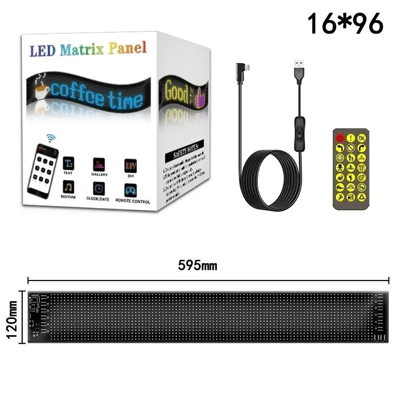 LED Matrix Pixel Panel Display Screen Flexible RGB Car Pattern Graffiti Scrolling Text Animation Shop Reminder Light Bluetooth