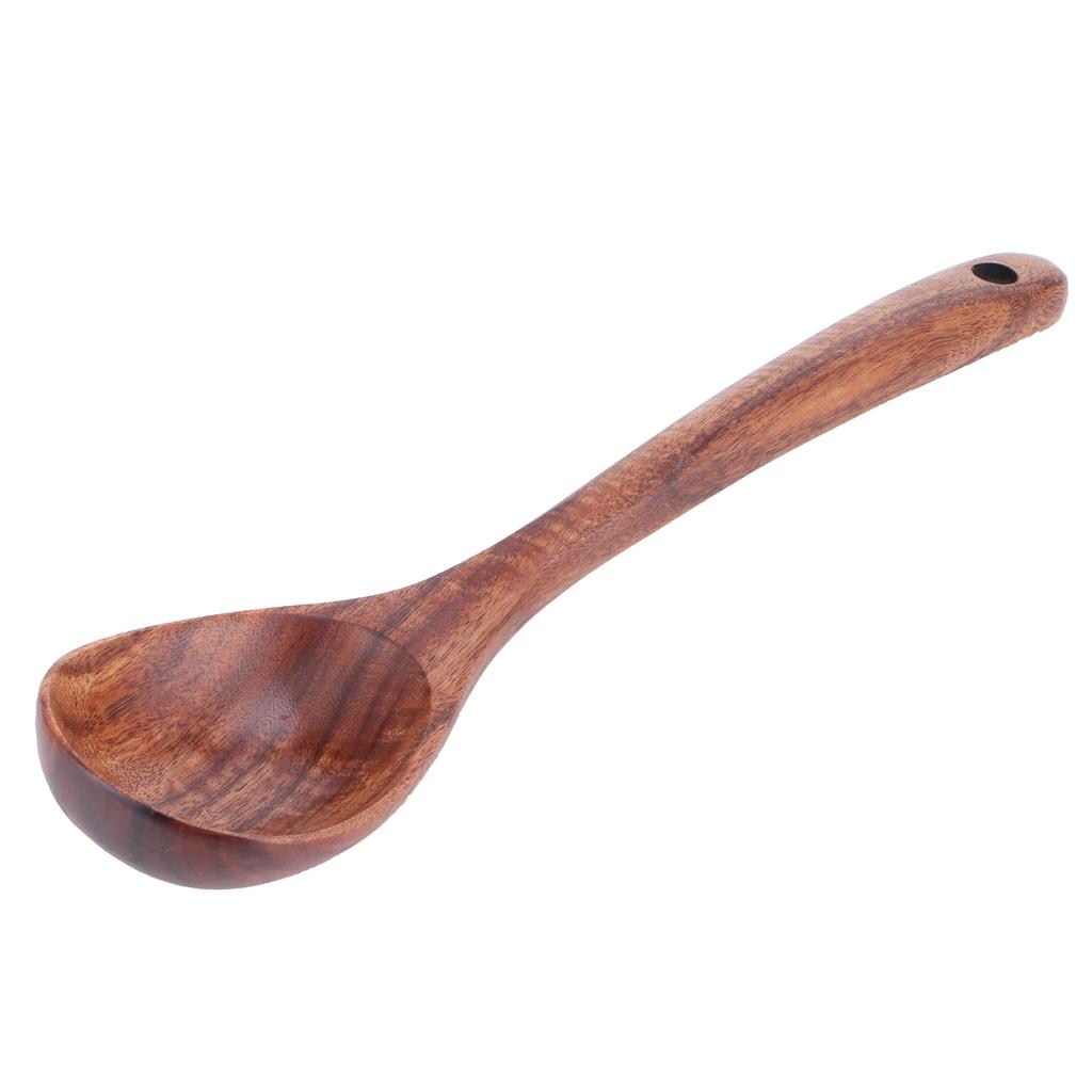 Teak Suppenlöffel mit langem Griff Lebensmittelqualität Haushaltslöffel für Zuhause Restaurant Hotel