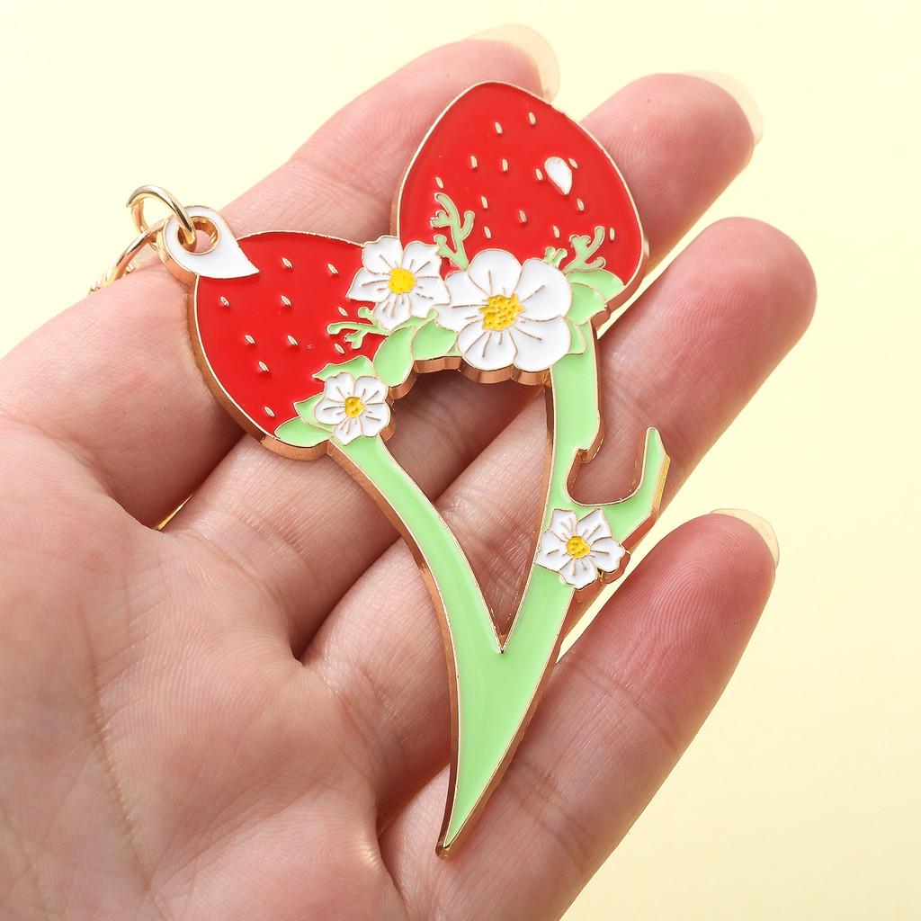 Strawberry European Style Keychain With Beer Opener Zinc Alloy Portable Key Accessory For Travel And Gift
