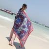 Women Oversized Printed Ethnic Style Neck Scarf Summer Beach Vacation Sunscreen Shawl