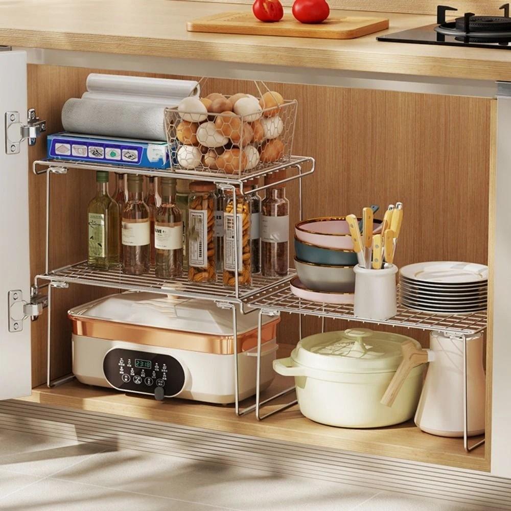 Rust Proof Pot Lid Rack Space Saving Dish Drying Rack Folding Kitchen Storage Shelf  Home Storage