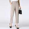Thin Breathable Elastic Pants Women's Solid Color High Waisted Loose Casual Pants Middle-aged Elastic Straight Leg