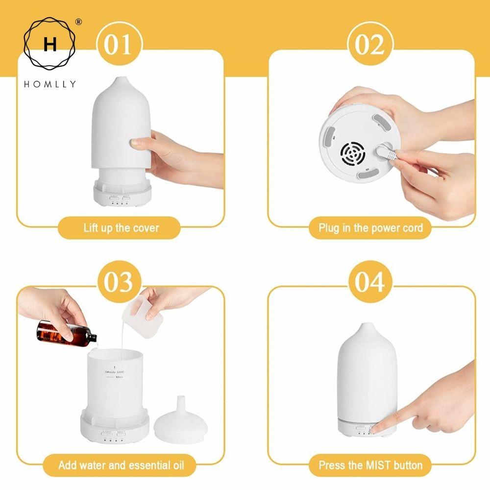 Homlly Ceramic Aromatherapy Essential Oil Diffuser Humidifier (120ml)