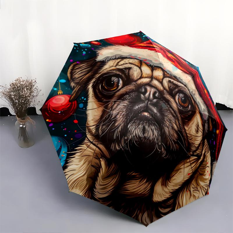 1 PC Automatic Folding Umbrella - Christmas horses, Christmas dogs Pattern, Portable & Foldable Design with 10 Ribs, Christmas Birthday Gifts