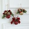 Christmas Bells Deer Antler Bow Pinecone Ornaments, Mixed Hanging Decor for Xmas Tree Car Window Display