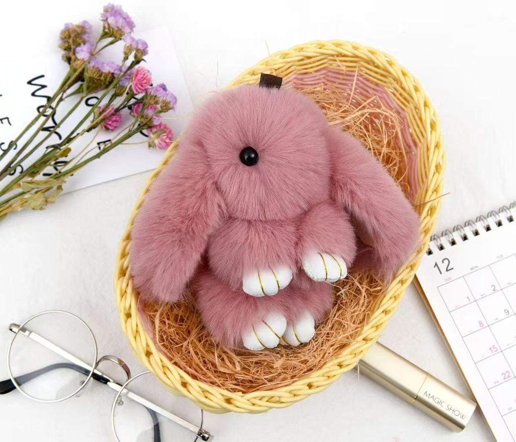 Portachiavi in Peluche Pelliccia Sintetica di Coniglio: Simpatico Ornamento Coniglio per Telefoni Cellulari e Chiavi dell'Auto