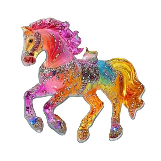 Pferd Weihnachtsschmuck Glitzer Strass Pferd Weihnachtsbaum Hängeornament 2D Flach Acryl Auto Rückspiegel Anhänger für Feiertags-Wohndekor