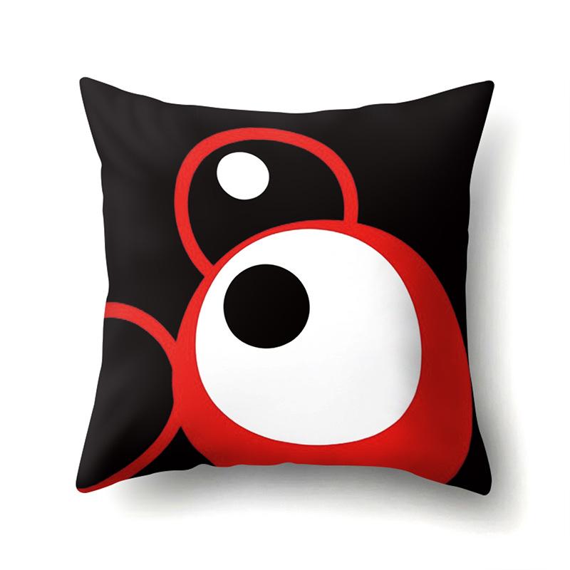 Polyester Pillow Case Car Black and Red Geometric Circle Lines Decorative Home Print Pillow Bedside Cushion Cover