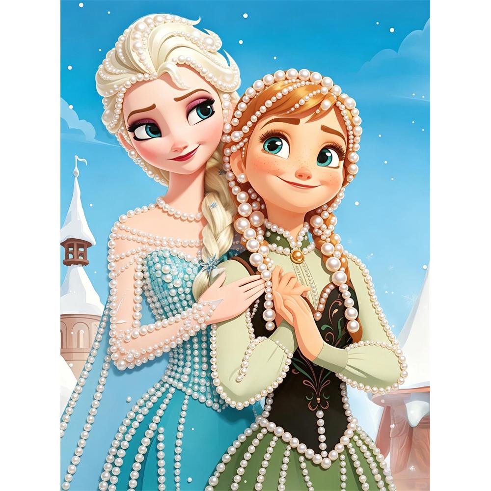 

Disney Pearl Painting Anna and Elsa DIY Pearl Art Painting Pearl Gem Painting Pictures Crafts Special Shape Home Wall Decoration 30x40
