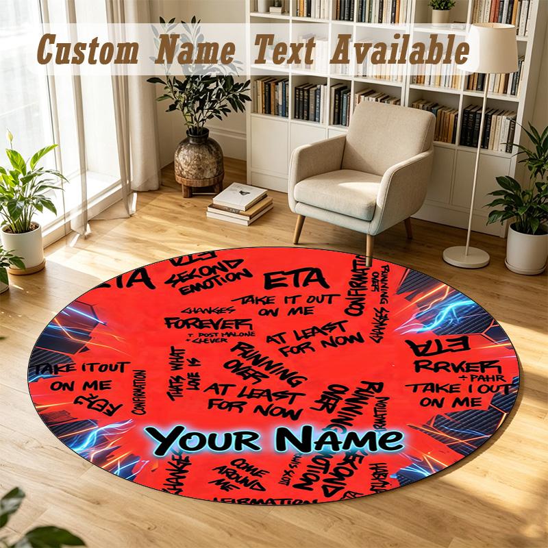 Round Rug Custom NameJustin Bieber Pattern Non Slip Carpet Home Floor Decor