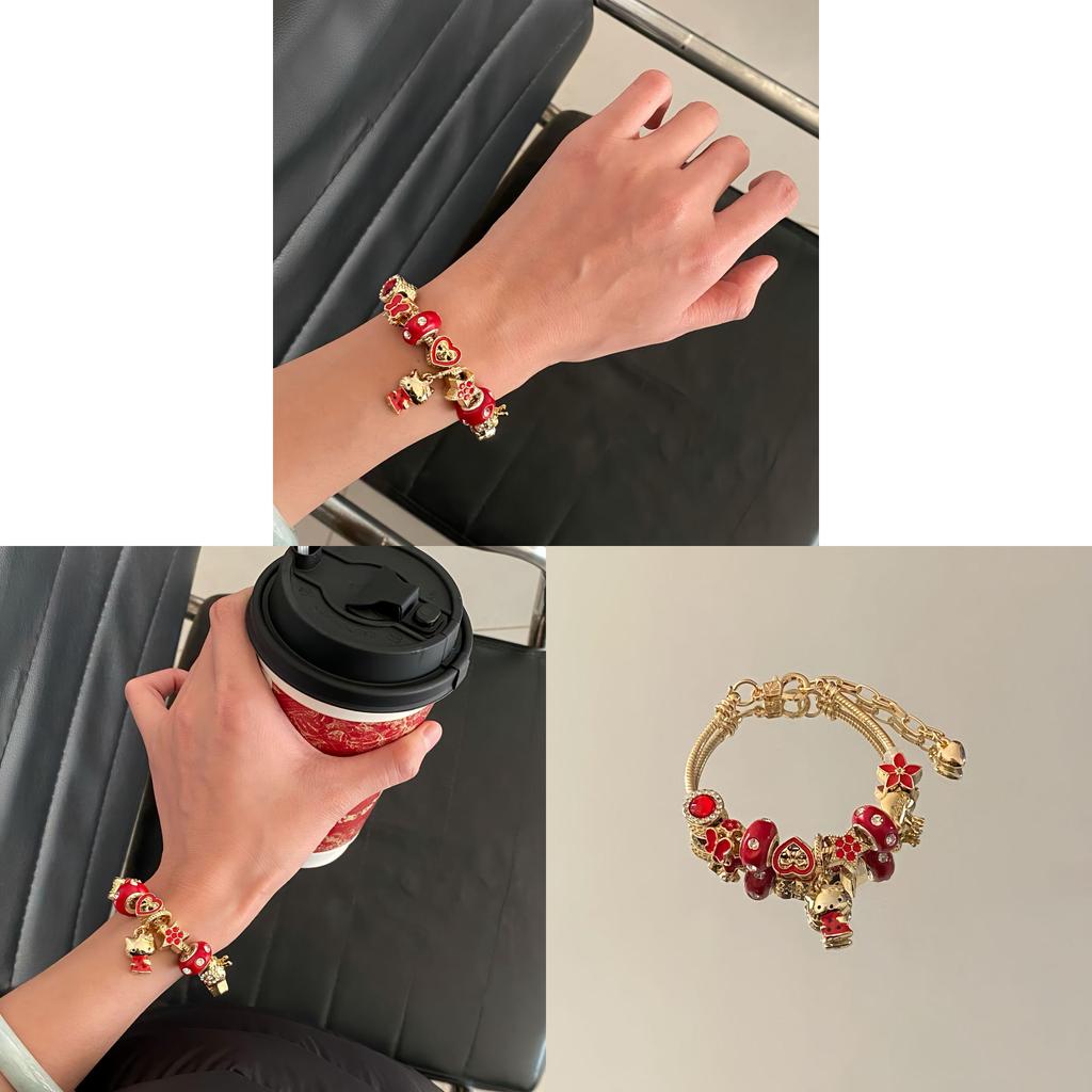 Hello Kitty Beaded Jewelry Necklace With Charm For Gift And Casual Wear