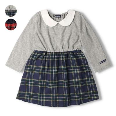 [Kinderkleidung] Moujonjon (Moujon John) Kleid mit Karomuster und Kragen 80cm-140cm M60301