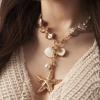 European and American Marine Element Alloy Summer Beach Shell Necklace, Personalized High-end Starfish Multi-layer Collarbone Chain