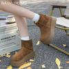 Platform Women Snow Ankle Boots Suede Short Plush Cotton Flats Shoes 2025 Trend Warm Casual Cozy Non-slip Winter Botas De Mujer