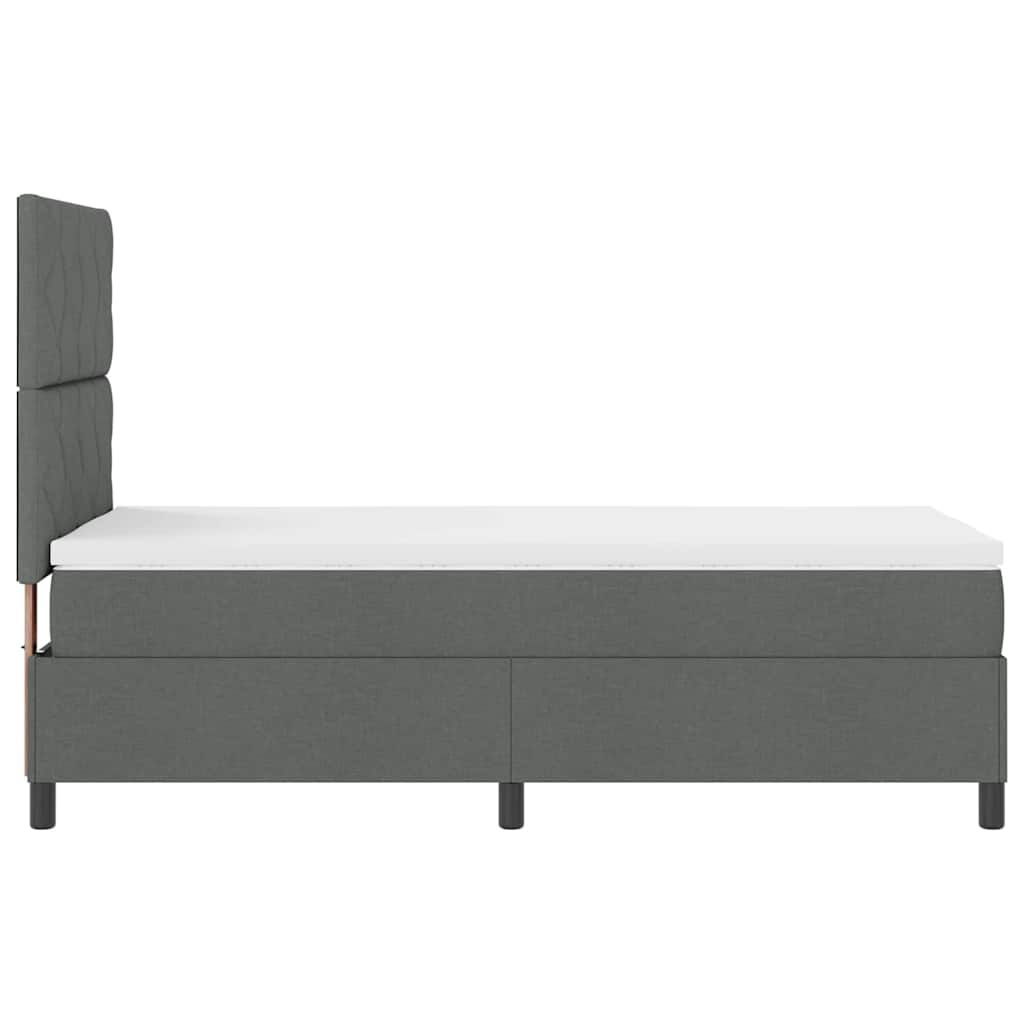 Box Spring Bed with Headboard Dark Grey 100 X 200 Cm Fabric