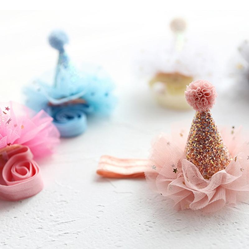 Glitter Birthday Hat Hair Accessory Shiny Star Decor Headwear for Kids Birthday Party Holiday Cosplay Dress Up Favors