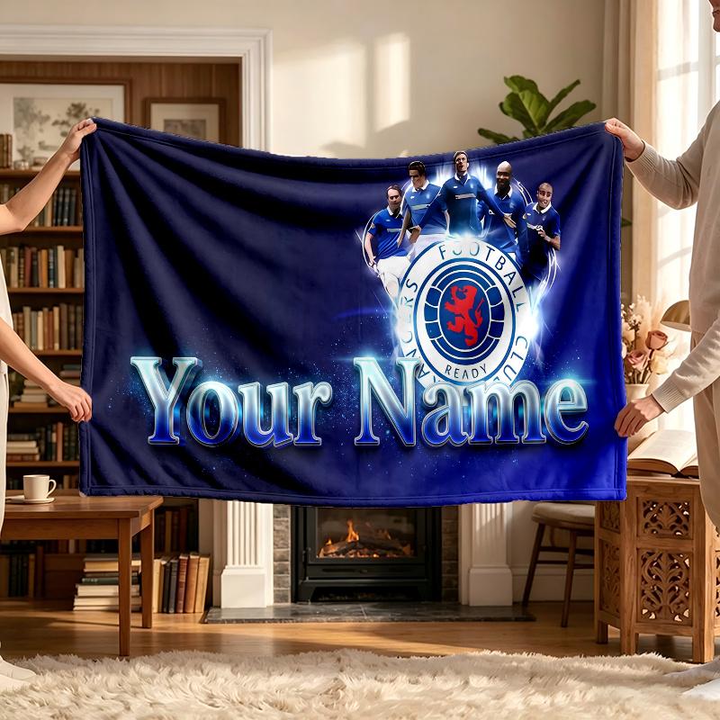 Rangers Fc (37) Personalized Name Blanket Soft Cozy Gift for Sofa Bed Couch Home Decoration