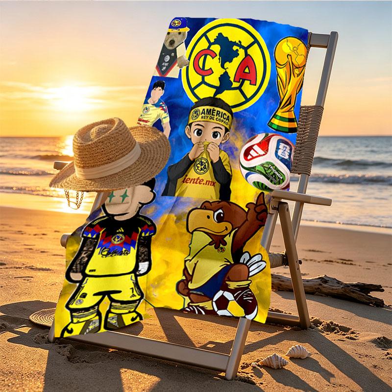Club America Print Beach Towel Design, Soft, Lightweight. for Home Bathroom, Spa, Pool, Yoga, Surfing, Camping, Gift for Family, Friend