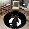Artistic Round Minimal Multicolor Accent Rug, Non-Slip Floor Mat for Laundry Room