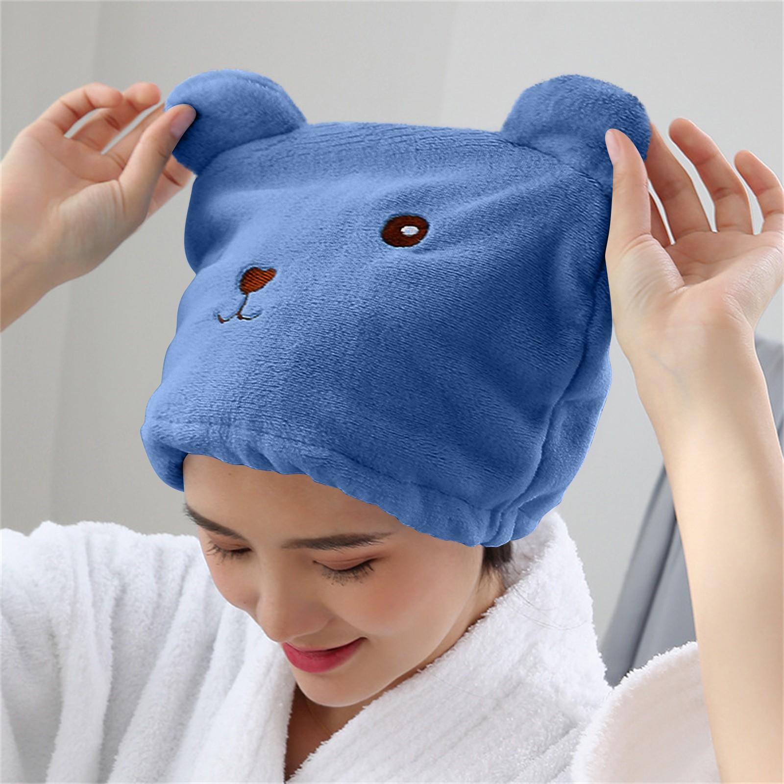 

Новый мультяшный гигроскопичный и дышащий тюрбан из микрофибры, быстросохнущая шапочка для волос, обернутая полотенцем, шапочка для волос One Size синий