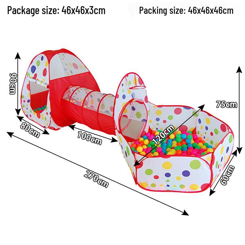 Extra-Large 3-in-1 Kids' Play Tent with Tunnel, Hoops & Ball Pit