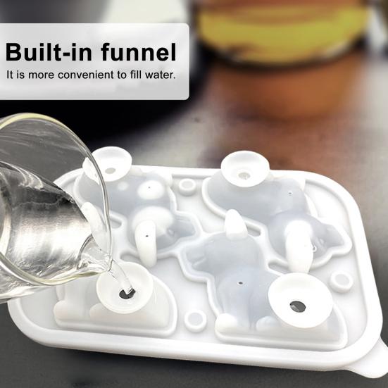 Ice Cube Grid 3D Pet Dog Shape Food-grade Silicone Ice Mold Dishwasher Safe Slow Melting Cocktail Ice Mold