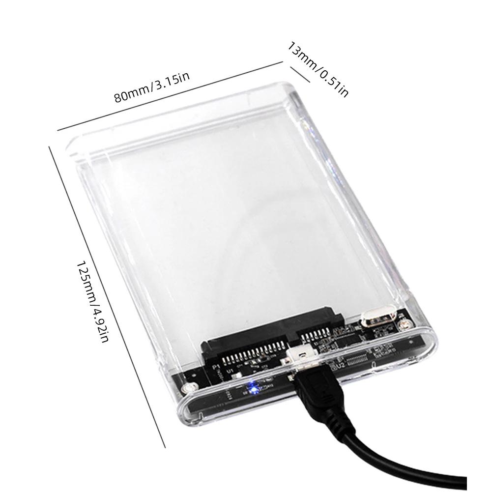 2.5 Inch Hard Drive Enclosure Transparent HDD SSD Enclosure USB 2.0 USB 3.0 Mobile Hard Drive Case USB3.1 Type C for MacBook PC