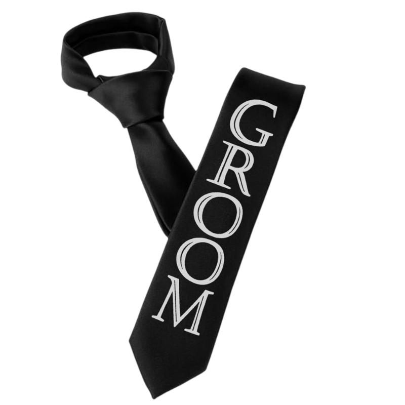 

Элегантный мужской галстук-бабочка с принтом Groom для свадебных шаферов и жениха, для официальных мероприятий, церемоний, нарядное шейное украшение 1 чёрный