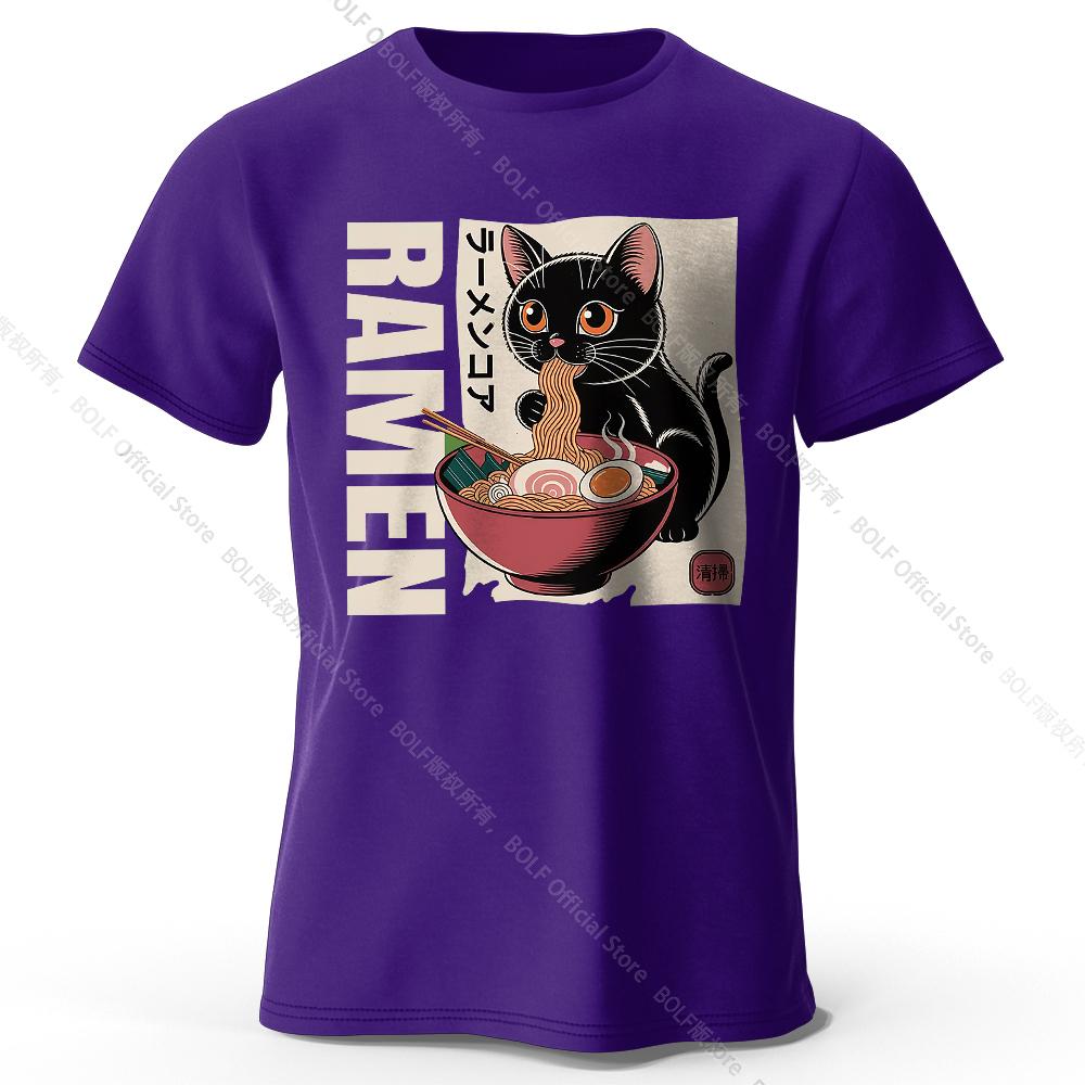 Men's Ramen Printed T-Shirt 100% Cotton Oversized Japanese Graphic Tees for Women Summer Tops Noodle Streetwear