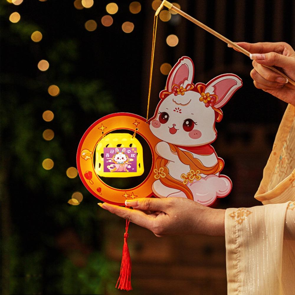 2pcs Chinese Style Middle Autumn Festival Lantern Cartoon Rabbit Lantern  Festival Decoration