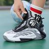 Boys' shoes summer mesh surface breathable luminous 2024 new children's sports shoes soft soled rotary button basketball shoes